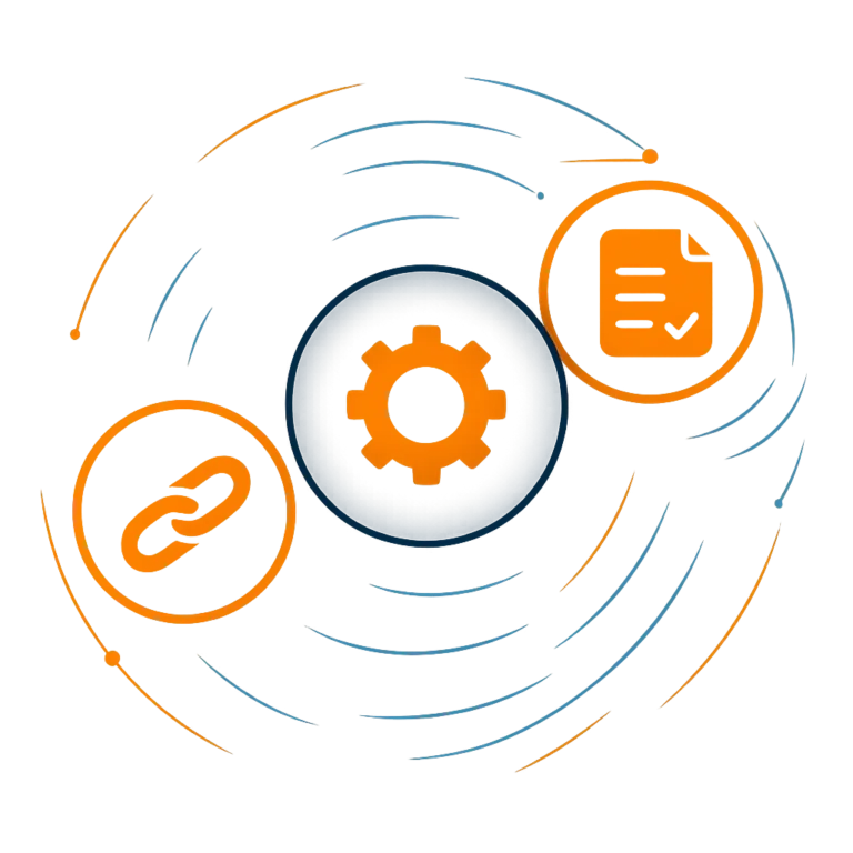 Icons for SEO settings, backlinks, and content.